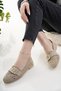 Women's Ballerina Beige Straw Knitted Lace Knitwear Stylish Home Business Office Daily Shoes - 4