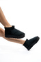 Women's Black Thick Sole Suede Boots Platform Heeled Boots & Booties with Fur Inside