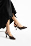Kahverengi Vegan Deri Slingback Topuklu Ayakkabı – 8 cm Rahat Topuklu Ayakkabı - 3