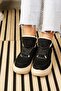 Daily Women's Black Boots Lace-Up High Thick Sole Fur Oval Toe Suede Lightweight Bootie 1701 - 7