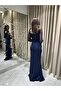 Sequin Embroidered Cape Detail Long Sleeve Evening Dress 8140 - 4