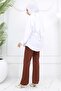 Buttoned Palazzo Trousers Brown 3043 - 5