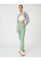 Jogger Sweatpants with Lace Waist Slogan Print Pocket