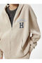 Zippered Hooded Sweatshirt College Themed Back Printed Kangaroo Pocket Comfortable Fit - 5