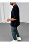 Navy Blue Straight Two Thread Basic T-Shirt By-060 - 3