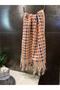 Arelina Textile 45x90 مقاس 100% قطن أزرق-برتقالي اللون هامش رايات فقاعة نمط منشفة حمام