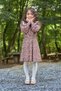 Vintage Collared Long Sleeve Brown Floral Flared Girl's Dress - 4