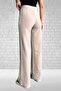 Women's Beige High Waist Crepe Fabric Lycra Relaxed Fit Double Button Palazzo Pants - 5