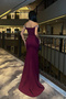 Off-Shoulder Pearl Detail Fish Evening Dress - 4