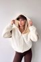 Women's Colorful Garnished Sleeve Detail Plush Zip-Up Casual Fit Sports Stylish Knitted Hooded Jacket
