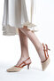 Women's Special Straw Design Tan Detailed Thin Low Heeled Casual Shoes - 6