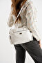 Women's Multi-Compartment White Matte Adjustable Cross Strap Hand and Shoulder Bag S-1422 - 4