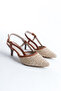 Women's Special Straw Design Tan Detailed Thin Low Heeled Casual Shoes - 2