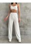 Women's High Waist Elastic Waist 100% Cotton Wide Leg Comfortable Fit Sports Stylish Jogger Pants - 3