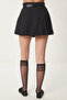 Belted Pleated Mini Woven Skirt Black Ldw0004 - 6