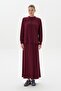 Modal Knitted Fishnet Skirt Blouse Set Burgundy