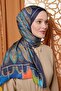 K.Navy Blue Circular Indian Silk Shawl