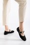 Rissoli Women's Black Daily Ballerina Strap Adjustable Buckle Tweed Fabric Lightweight Comfortable Shoes - 5