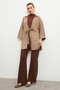 Women's Biscuit Lacing Detailed Flam Linen Kimono