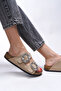 Phoebe Cara Women's Stoned Double Buckle Slippers 0012555 Beige - 5