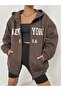 Women's Coffee New York Lettering Full Zip Cardigan Jacket