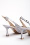 Women's Stone Embroidered Thin Heeled Slingback Shoes - 3