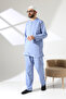 Men's Single Pocket Shirt Pants Double Suit Hajj and Umrah Clothing Blue (Vşn) - 2