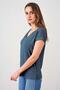 Women's Navy Blue V-Neck Wide Casual T-Shirt - 4