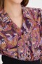 Women's Purple V-Neck Balloon Sleeve Patterned Shirt Arm-25Y 001016 - 4