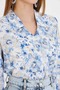 Women's Blue V-Neck Balloon Sleeve Patterned Shirt Arm-25Y 001016 - 3