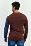 Men V-Neck Long Sleeves Colorblock Sweater, Navy - 3