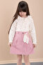 Pink Floral Patterned Muslin Badi Jean Skirt Girl's Suit 20426 - 5