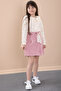 Pink Floral Patterned Muslin Badi Jean Skirt Girl's Suit 20426 - 2