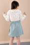 Mint Flower Patterned Muslin Badi Jean Skirt Girl's Suit 20425 - 6