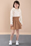 Brown Floral Patterned Muslin Badi Jean Skirt Girl's Suit 20424