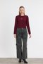 Burgundy Teddy Bear Embroidered Crew Neck Blouse 2200 - 8