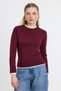 Burgundy Rib Knit Detail Long Sleeve Blouse 3011