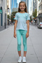 Water Green Children's Capri Leggings Cotton and Lycra Stretchy - 3