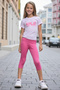 Candy Pink Children's Capri Leggings Cotton and Lycra Stretchy - 2