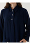 Lcw Grace Navy Blue Shirt Collar Linen Look Women's Dress - 3