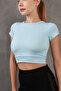Corded Elastic Waist Crew Neck Crop Missbz2368 - 5