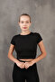 Corded Elastic Waist Crew Neck Crop Missbz2368