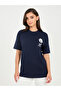 Oversized Floral Placement Print T-Shirt with Roll Up Sleeves - 2