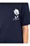 Oversized Floral Placement Print T-Shirt with Roll Up Sleeves - 4