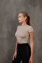 Corded Elastic Waist Crew Neck Crop Missbz2368 - 2