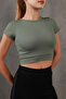 Corded Elastic Waist Crew Neck Crop Missbz2368 - 6