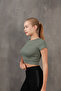 Corded Elastic Waist Crew Neck Crop Missbz2368 - 2