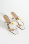 Orchid Flower Patterned Heeled Slippers - 3