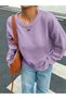 Lilac Crew Neck Oversize Knitwear Sweater Fmoda1972 - 3
