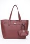 Women's Chain Mini Bag with Charm Detail, Burgundy Large Size Hand and Shoulder Bag Bella